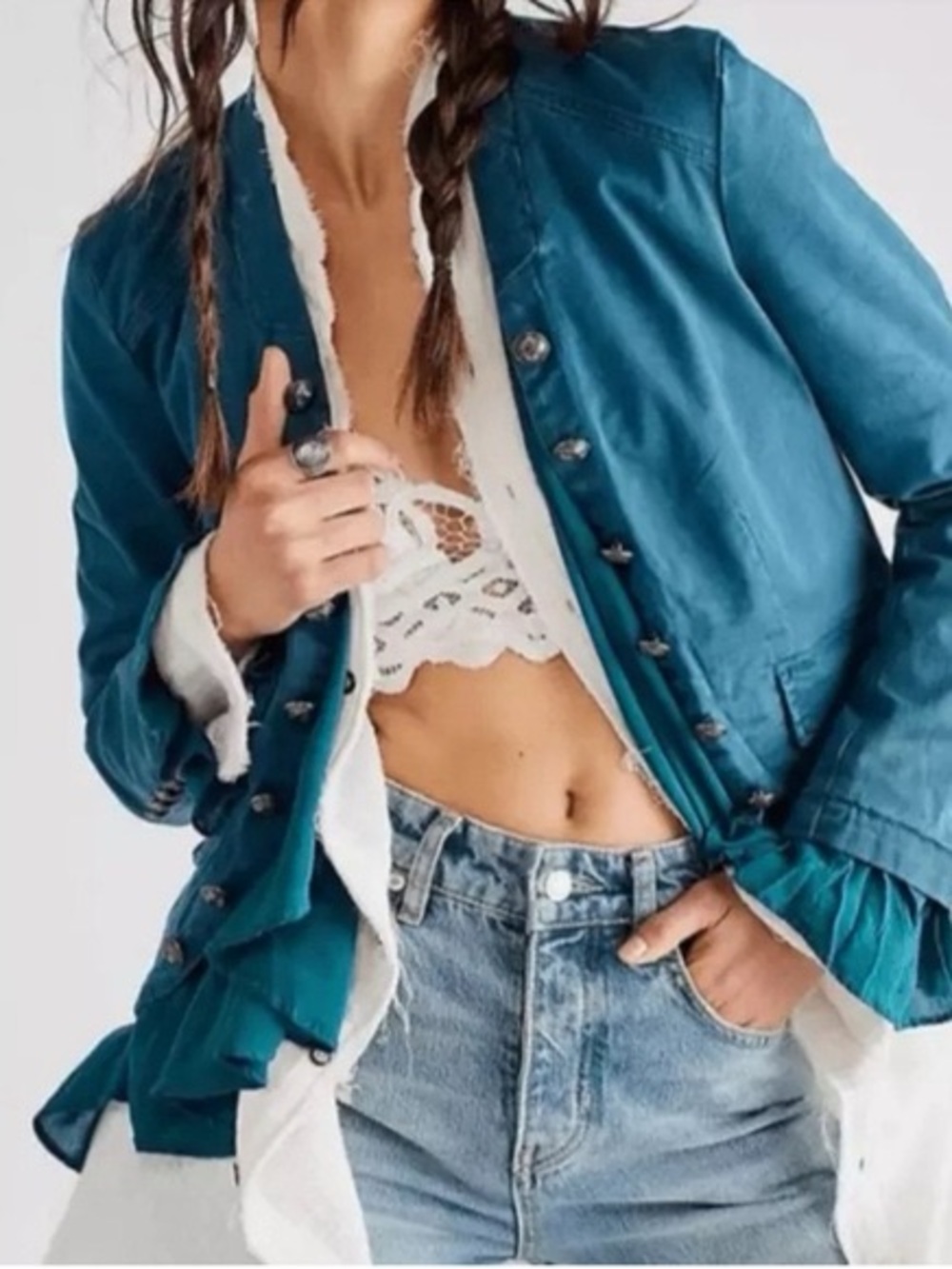 Free People ruffles romance jacket, brand new with tags, Small
